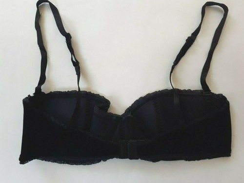 Shirley of Hollywood Size 36 Black Velvet Bra & Skirt Built-In Thong Suspenders - Picture 13 of 21