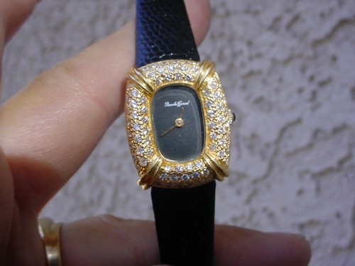Vintage Bueche Girod 18K Gold Ladies Watch With Diamonds And Black Dial. - Picture 4 of 9