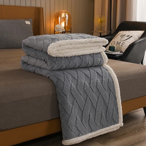 1 Pc Checkered Jacquard Thickened Double Composite Blanket Warm Soft Cozy - Picture 5 of 18