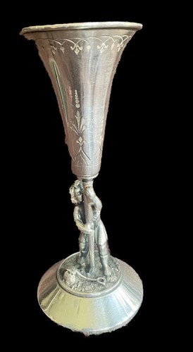 Antique Victorian Figural Vase - Silver Plate - Picture 1 of 11