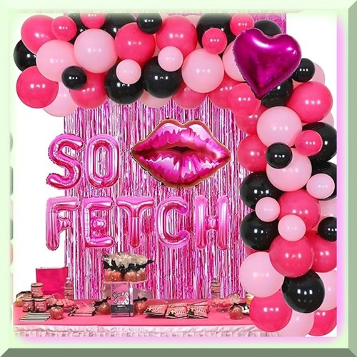 Glam Fiesta Party Kit: Hot Pink Lip Balloon, Heart F Balloon, Tinsel Curtain - P - Bild 7 von 7