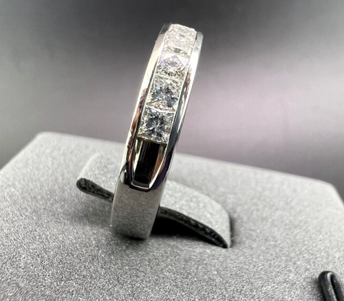 14K Solid White Gold 1.23ct Princess Cut Diamond Channel Set Ring - 第 9/11 張圖片