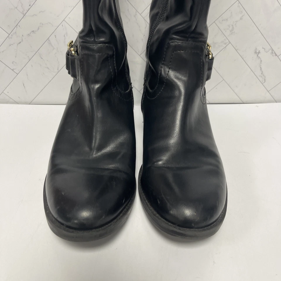 Botas de Equitação Tommy Hilfiger Twitina 3 Dois Tons Couro Sintético Alto Tamanho 7M - Imagem 3 de 4