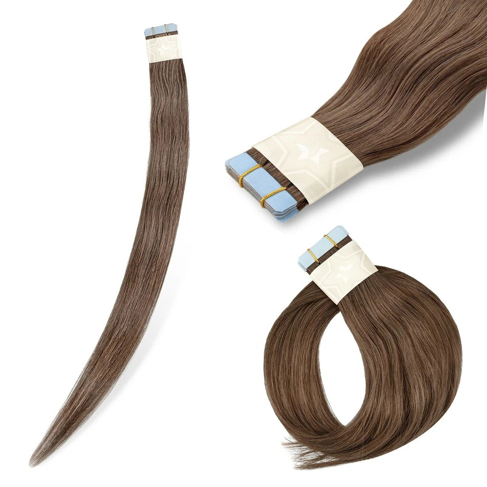 Rotbraune Remy Echthaar Tape-In Extensions - Bild 3 von 4