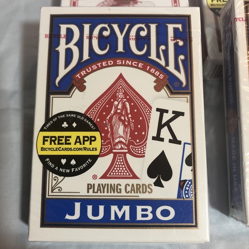 Bicycle Playing Cards 4 Decks Sealed Bee Casino Quality Jumbo Standard Red/Blue - Picture 2 of 12