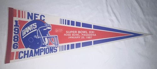 25 de enero 1987 Super Bowl XXI New York Giants - Banderín ROSE BOWL - Imagen 1 de 5