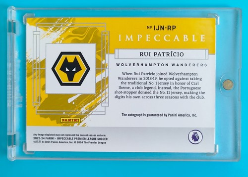 2023-24 Impeccable WolfTeam Rui Patricio jersey number 11 Auto 5/11 - Picture 2 of 2
