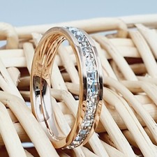 Eternity Titanium Wedding Ring Princess Cut CZ Titanium Ring Bridal Wedding Band