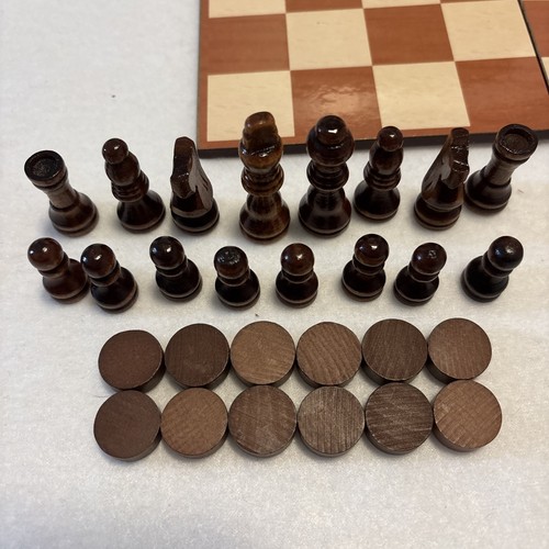 Bookcase Games Chess & Checkers Stauton Style Wood Pieces Cardinal - Picture 4 of 18