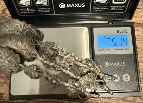 Set of 4 Vintage Ornate Silver Spoons 4.6” Art Nouveau Floral Leaf Unmarked 75g - Picture 6 of 6