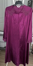 VTG Vanity Fair Nightgown Solid print Warm Cozy Modest Purple Size M Silky