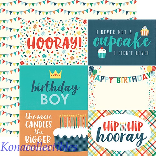Echo Park Happy Birthday Boy 12x12 Collection Kit Dots, Stars, Presents, cupcake - Picture 6 of 9