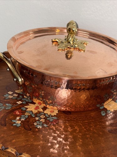 NWT Ruffoni Hammered Copper Historia Saucepan 3.5qt Acorn&Lid -Brass Handle - Picture 7 of 9