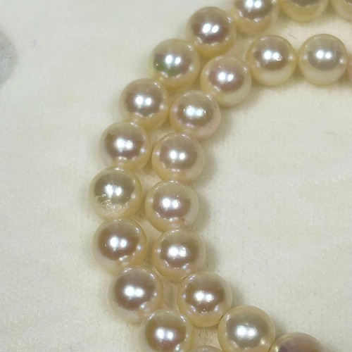 Perlenkette echte Perlenkette 41 cm Sterling Zustand 7,0-6,5 mm weiß - Bild 20 von 24