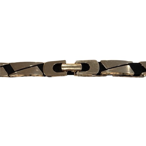 Cinturón ajustado elástico de metal dorado negro 34" - Imagen 5 de 5