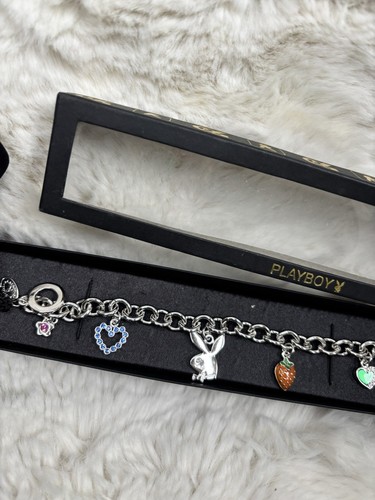 Rare Playboy Charm Bracelet Silver Cute Y2K Glam New In Box - Picture 3 of 8