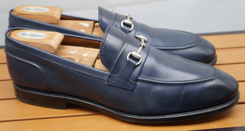 Mocasines Allen Edmonds "RANDOLPH" de cuero para hombre BIT Penny 13 D azul marino (580N) - Imagen 6 de 15