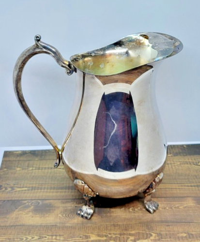 Leonard Silver MFG Water Pitcher Ice Lip Claw Footed Ornate Handle Vintage - Picture 4 of 11