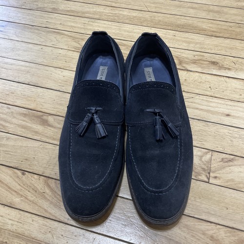Steve Madden Blue Suede Leather Dress Shoes Men's 13 Bogart Tassel Loafer Stitch - Picture 12 of 20