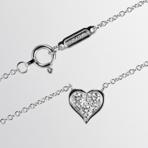 TIFFANY&Co. Sentimental heart Necklace Pt950Platinum/diamond 3.1g Women - Picture 6 of 8