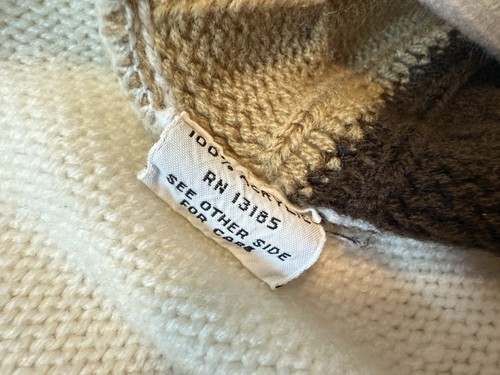 Vintage Herren Oleg Cassini von Burma Elfenbein Braun Opa Strickjacke Gr. Medium LESEN - Bild 12 von 13
