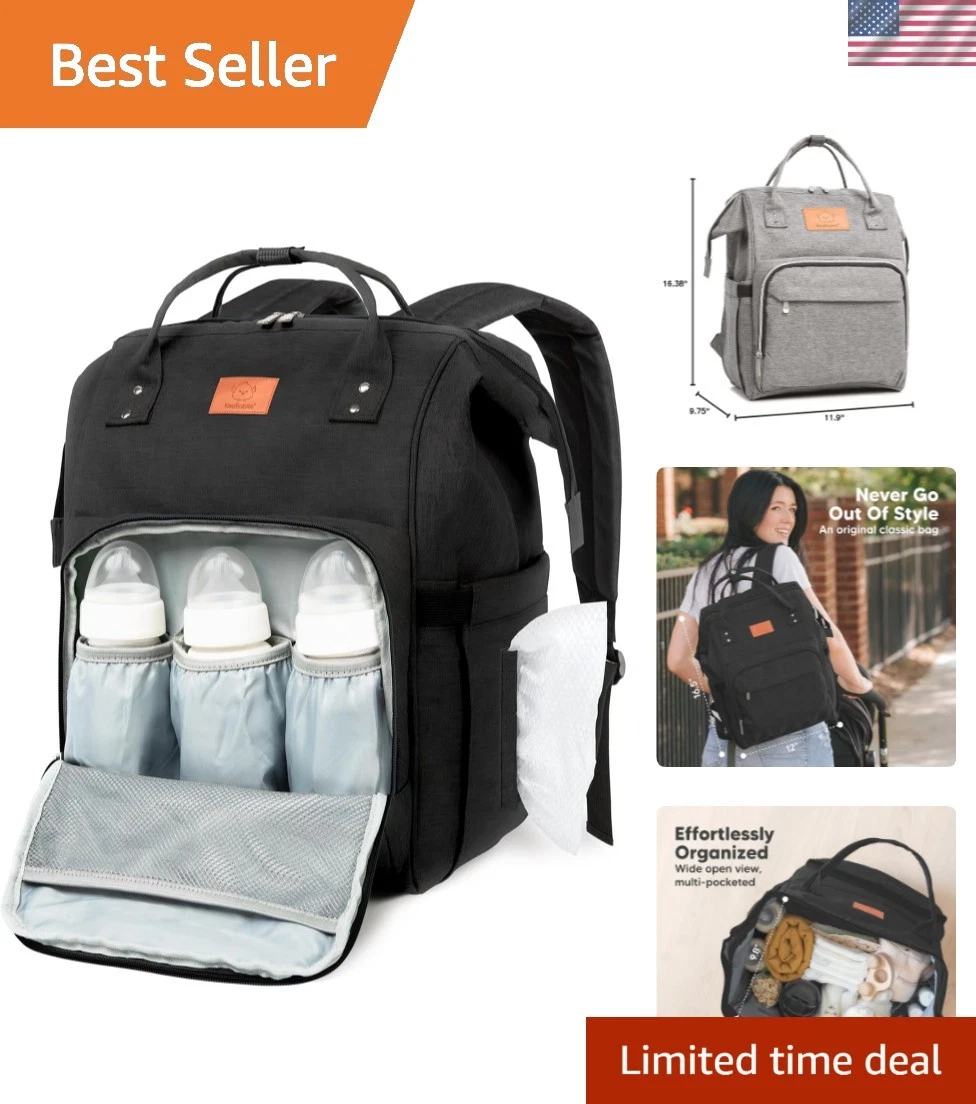 Stylish Baby Diaper Bag Backpack with 7 Pockets - Hands-Free Travel Essential