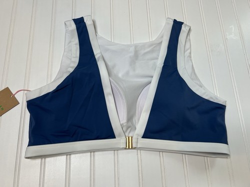 Boden Racer Crew Neck Bikini Top Swimsuit Swim US 14 Blue White NEW. 118 - Picture 4 of 4