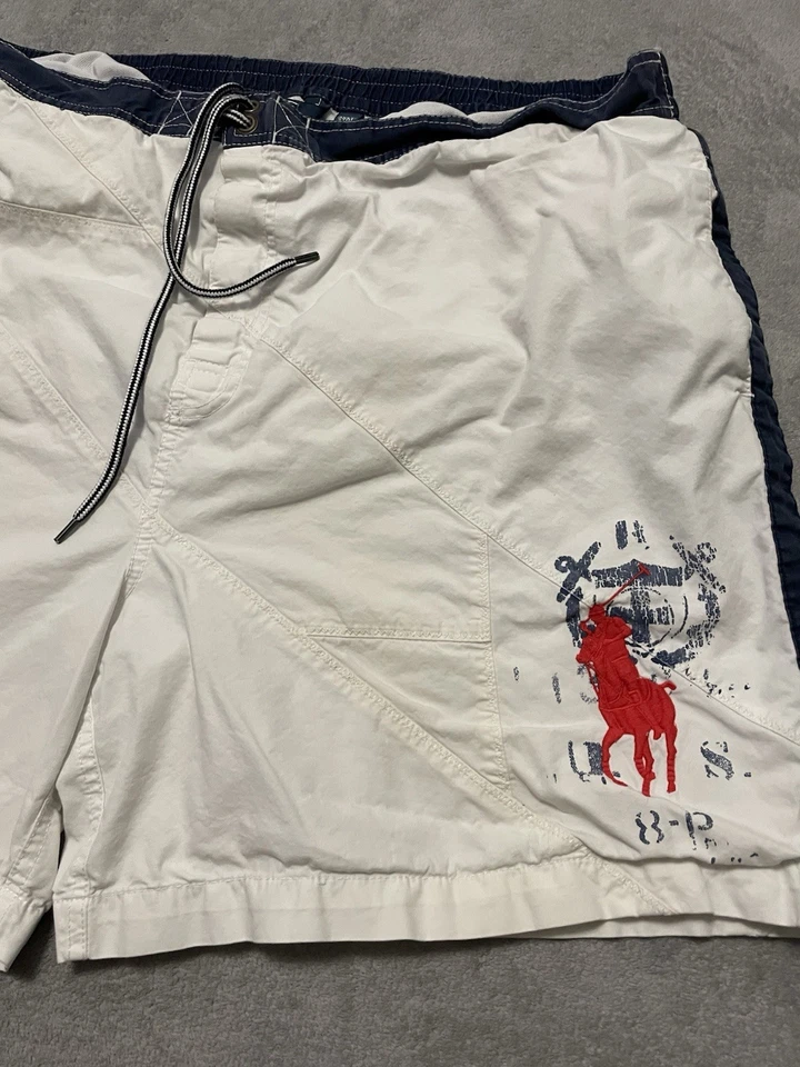 Vintage Polo Ralph Lauren Big Pony Swim Trunks Shorts Men’s 3XL Tall White - Image 2 of 4