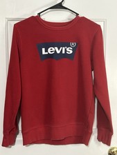Levi boy's greenish gray pullover crew neck red logo sweatshirt sz. Lg  12-13