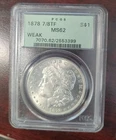 1878 7/8TF WEAK PCGS OGH MS62 MORGAN SILVER DOLLAR OLD GREEN HOLDER