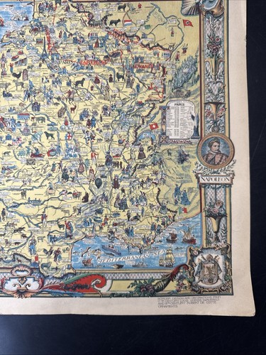 Vintage Story Map of France Colortext Publication 1936 - Picture 5 of 12