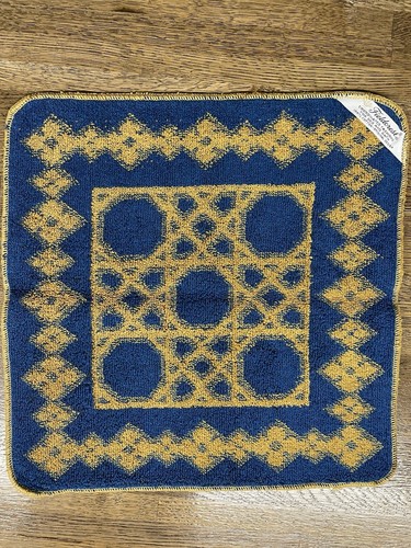 Fieldcrest Harvest Gold / Blue Hand Towel Washcloth Set, Vintage Never Used - Picture 6 of 6