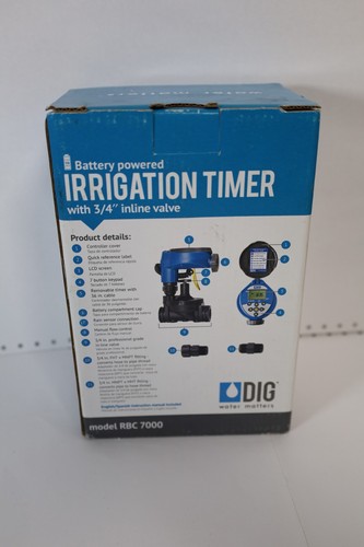 Temporizador de riego alimentado por batería Dig RBC 7000 con válvula en línea de 3/4 pulgadas - Imagen 5 de 6