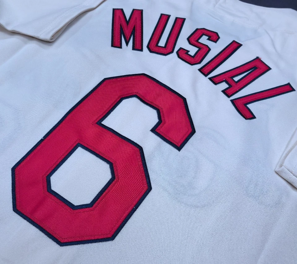 VINTAGE Stan Musial #6 Cardinals Throwback Cream Sewn Stitched Jersey. - Image 3 of 4
