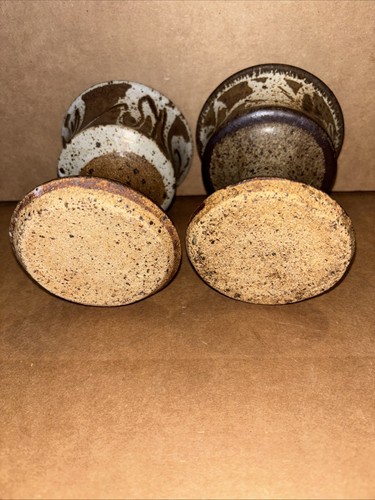 Vintage Hand Thrown Studio Art Pottery Stoneware Candle Holder Goblet Set #N - Picture 11 of 24