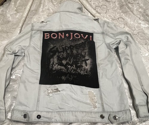 VINTAGE Slippery When Wet Denim Jean Jacket BON JOVI SMALL Offical Band Merch - Picture 5 of 18