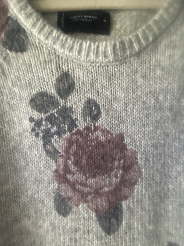 NWT Lucky Brand Women's Crew Neck Pullover Sweater Gray Floral Size XL $89.50 - Picture 3 of 9