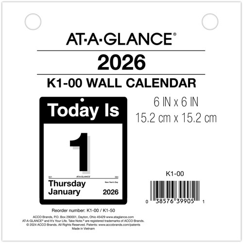 AT-A-GLANCE 2026 "Heute ist" Täglicher Wandkalender Nachfüllpackung, klein, 6" x 6" - Bild 6 von 7