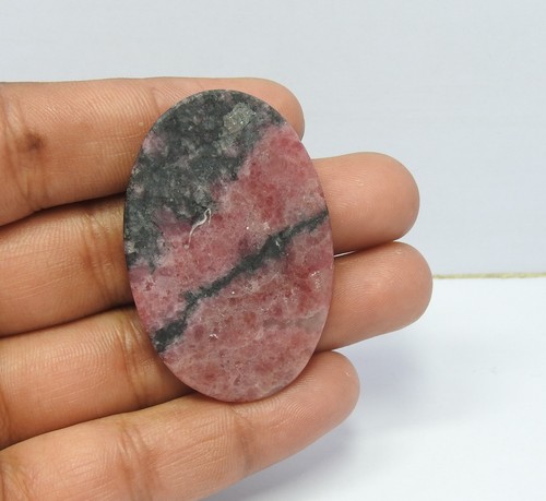 86.00 Cts Natural Rhodonite Gemstone Oval Cabochon Pendant Supply 31x46x5 mm - Picture 3 of 8