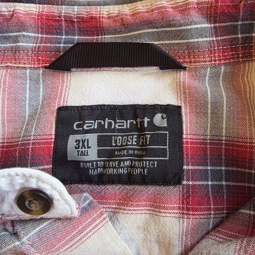 Carhartt Mens Casual Shirt - Red / White Plaid Short Sleeve Button Down Size 3XL - Picture 3 of 7