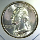 1939 D ** Washington Quarter ** Beautiful Color ** Superb Gem BU ** Album Toned