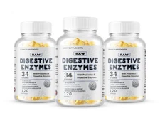 3 x Digestive Enzymes Prebiotic & Probiotics Gas, Constipation & Bloating Relief