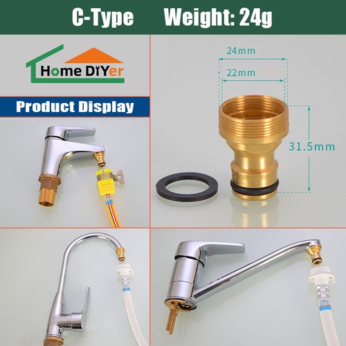 A~M Model Brass Garden Hose Connector Adaptor Tap Fitting Mixer Quick Connect - Picture 8 of 17