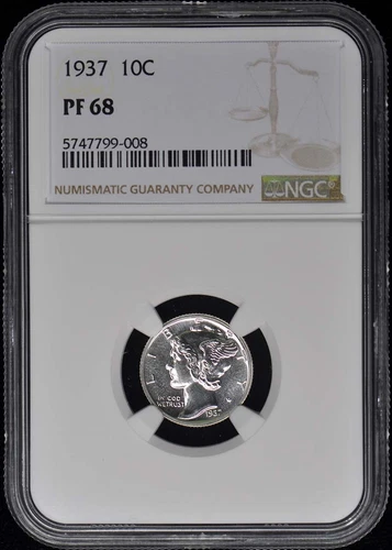 1937 Mercury Dime 10C NGC PR68