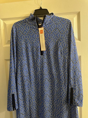 NWT Jude Connally Anna Jude Cloth Garden Lattice French Blue Navy Dress Medium - Picture 6 of 6