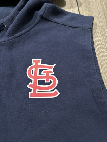 St. Louis Cardinals 1/4 Zip Sleeveless Hooded Warmup Sweatshirt. Herren L. Blau. - Bild 3 von 9