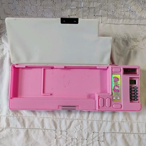 Hot Focus Unicorn Pencil Case Calculator Works Compartments Still Open Vintage  - Picture 14 of 17