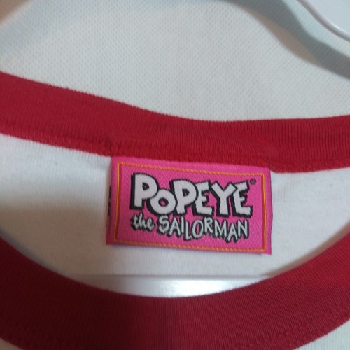 Vintage Popeye Graphic Tee in Red and White Baby Sweet Pea Size L - Picture 5 of 7