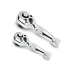 Powerbuilt 2 Piece 1/4 Inch and 3/8 Inch Drive 72 Tooth Stubby Ratchet Set -
