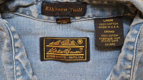 Chaqueta de mezclilla de sarga Eddie Bauer Elkhorn de colección para hombre L 100 % algodón HECHA EN EE. UU. (A3) - Imagen 5 de 7